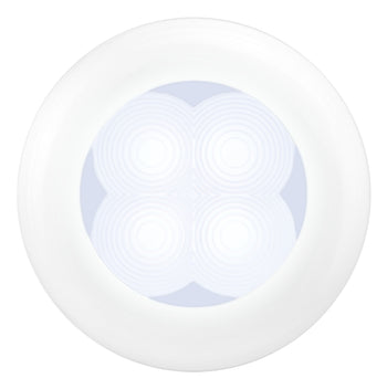 Hella 980500041 0500 Series Slim Line White 12V DC Round Soft LED Courtesy Light w/ White Plastic Rim