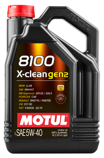 Motul 109762 5L Synthetic Engine Oil 8100 X-CLEAN Gen 2 5W40