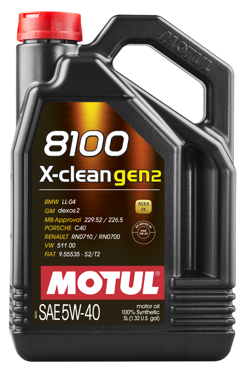 Motul 109762 5L Synthetic Engine Oil 8100 X-CLEAN Gen 2 5W40