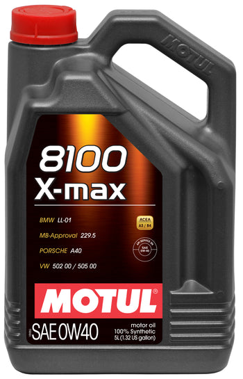 Motul 104533 5L Synthetic Engine Oil 8100 0W40 X-MAX - fits Porsche A40