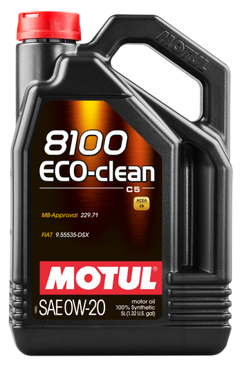 Motul 108862 5L Synthetic Engine Oil 8100 0W20 Eco-Clean