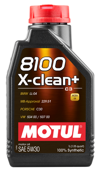 Motul 106376 1L Synthetic Engine Oil 8100 5W30 X-CLEAN - LL04- MB 229.51- 504.7.00