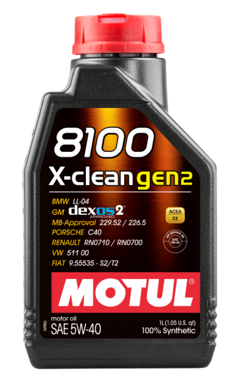 Motul 109761 1L Synthetic Engine Oil 8100 X-CLEAN Gen 2 5W40